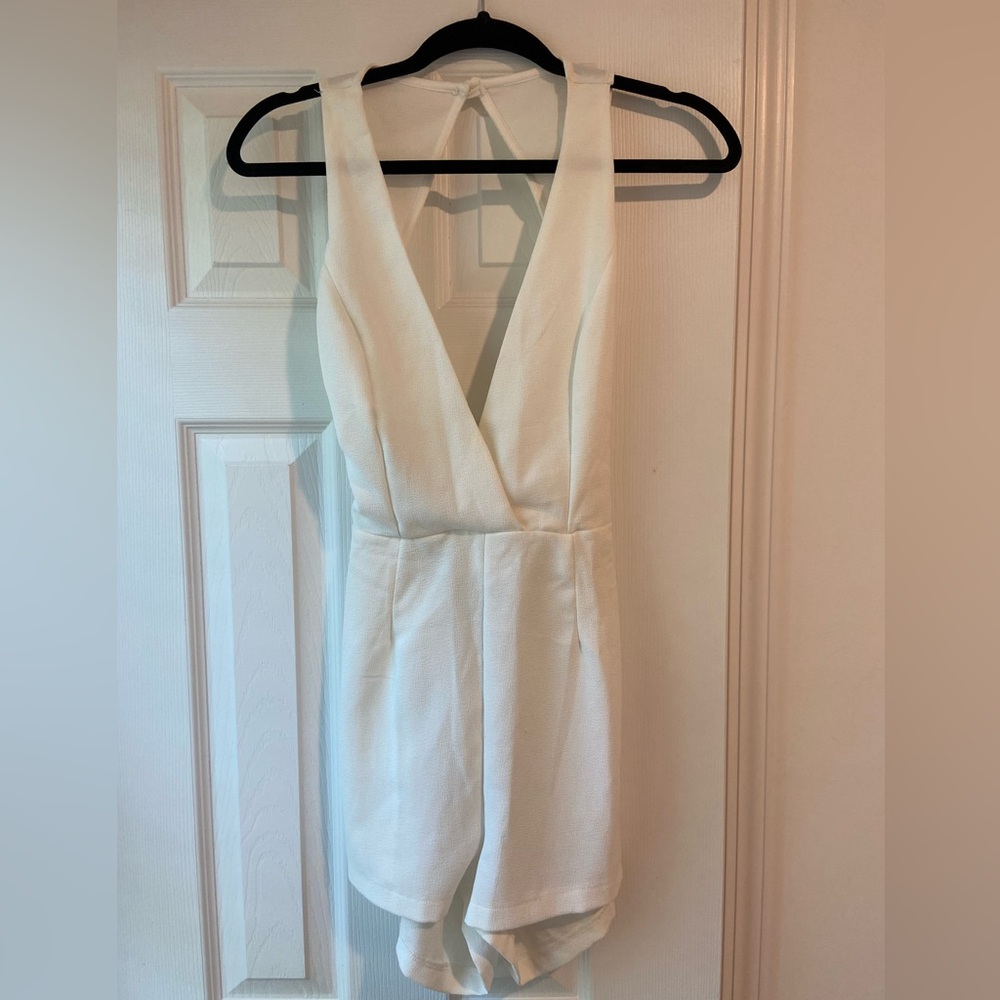 White back tie romper